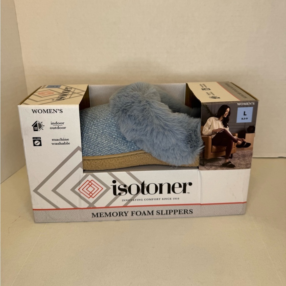 Isotoner Blue Classic Comfort Memory Foam Slippers